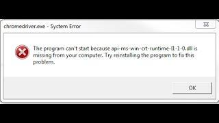 How to fix api ms win crt runtime l1 1 0 dll is missing