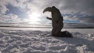 Northern Michigan Ice Fishing. Tip Ups. Pike and Bass.