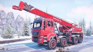 MAN Truck TGS 480 8X8 CRANE Test Mud And Snow - SnowRunner