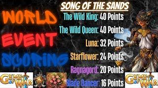 Gems of War World Event Scoring March 13th 2023 Song of the Sands