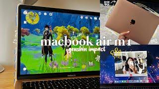 unboxing macbook air m1🪴 | + genshin impact and customising