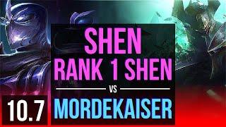 SHEN vs MORDEKAISER (TOP) | Rank 1 Shen, Quadrakill, Rank 9, KDA 14/0/6 | EUW Challenger | v10.7