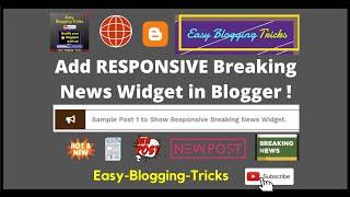 How to Add RESPONSIVE Breaking News Widget in Blogger? A Help Video to Add BREAKING NEWS Widget!