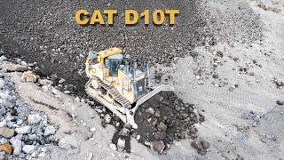 CAT D10T ripping and pushing in an Icelandic quarry