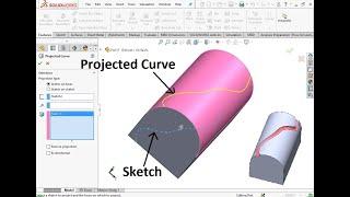 How to create projected curve in solidworks?