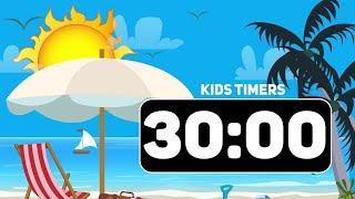 ⏰ 30 Minute Summer Fun Timer for Kids! ️️ (Beach Countdown with Music)