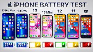 Кто ДОЛЬШЕ держит заряд? iPhone 13 Pro Max vs 13 Pro / 13 / 13 Mini / 12 / 11 /SE/TechLab на русском