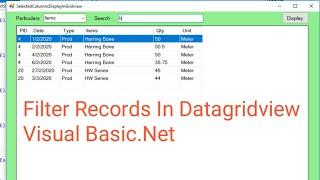 VB.Net Filter Records of Datagridview With TextBox and ComboBox | SQL server DB | Visual Basic.Net