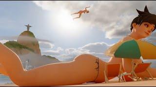 Sun Cream Giantess Growth Dva Overwatch On The Beach Giantess Breast Expansion Giantess Animation