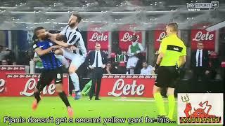 Pjanic doesn't get a second yellow card for this... (Inter - Juventus 2-3)