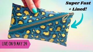 LINED Zipper Pouch Tutorial - Unique Technique! - Live on 9 May 2024