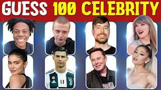 Guess the Celebrity in 3 Seconds | 100 Famous Faces Challenge | Quiz Game 2024