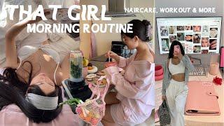  THAT GIRL MORNING ROUTINE  7am productive vlog, haircare, workouts & more