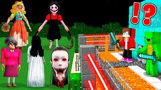 HORROR LADIES FAMILY vs Security House in Minecraft JJ and Mikey ! Maizen