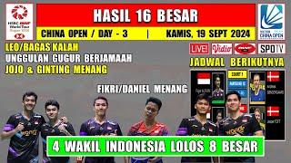 Hasil 16 Besar China Open 2024 Hari Ini ~ JOJO Menang ~ LEO/BAGAS Kalah ~ 4 Wakil Lolos 8 Besar