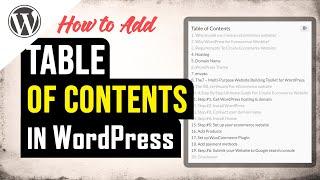 How To Add A Table of Contents in WordPress - Simple & Easy