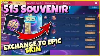 515 PARTY SOUVENIR EXCHANGE INTO EPIC SKINS | UPCOMMING 515 PARTY EVENT IN MOBILE LEGENDS