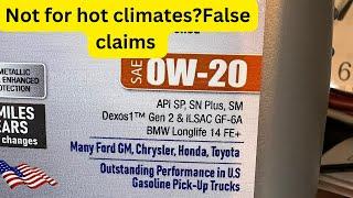 0W-20 vs 5W-30 for hot climates? Why both viscosity rated for hot climates?