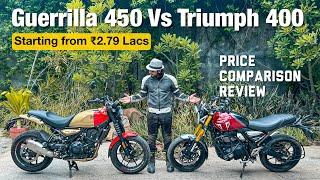 Guerrilla 450 Vs Triumph Speed 450 | Comparison | Price | Detailed Specifications | #RudraShoots