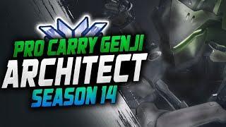 Architect Amazing Genji Gameplay! POTG! 44 ELIMS! [ OVERWATCH SEASON 14 TOP 500 ]