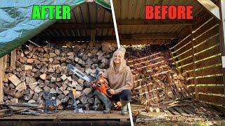 Giant FIREWOOD Log Store Makeover - After Crazy Storms