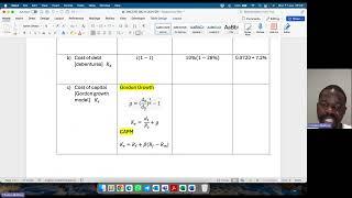 MAC3761 Q9 Kingston Limited - QB2 2024 - Cost of debt &equity, MV of debt & equity, WACC Calculation