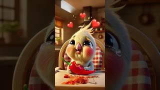 Baby Parrot Fell in Love with Chili ️ #cockatielsinging #parrot #cute #cockatiel