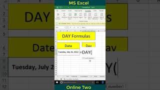 Day Formula In Excel || Excel Formulas
