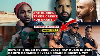 TF? Joe Budden Takes Credit For Drake Loss, Eminem Houdini LEAD 2024 Rap, Game’s Mgr on Drake Huge L