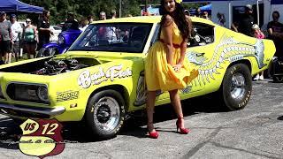 Pinup Girl Gets Dress Blown Up By Race Car 4K US12 Car Show