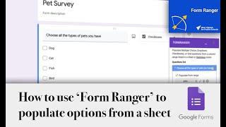 Google Forms How to use Form Ranger to populate options from a Google Sheet