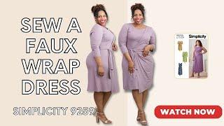 SEW A FAUX WRAP DRESS | SIMPLICITY S9259 | LEARN TO SEW | SEWING WITH KNIT