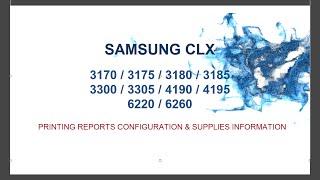 Samsung CLX 3300 3305 3170 3175 3180 3185 4195 6220 6260 Configuration & Supplies information