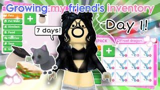 ˖°GROWING my friend’s INVENTORY! (POOR TO RICH) | DAY 1 | Adopt me | ItsSahara ˖°