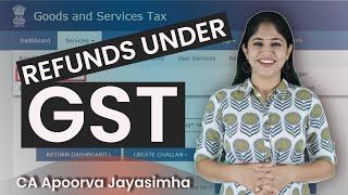 REFUND UNDER GST | TYPES OF GST REFUND| EXPORT REFUND | ITC REFUND| CASH REFUND| CREDIT REFUND