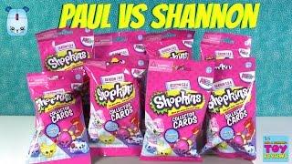 Paul vs Shannon Shopkins Collector Card Blind Bags Edition Opening Challenge | PSToyReviews