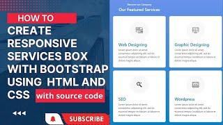 How to create responsive Services Box with Bootstrap using HTML and CSS with source code