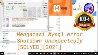 Cara Mengatasi MySQL Error Shutdown Unexpectedly Di XAMPP | 2021