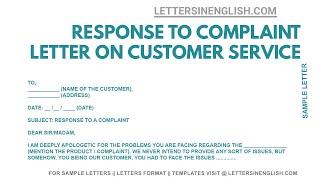 Response Letter For Complaint About Customer Service – Response Letter for Customer Complaint
