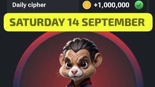 1M HAMSTER KOMBAT DAILY CIPHER CODE | SATURDAY 14 SEPTEMBER