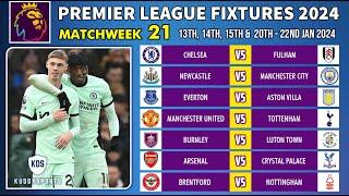 EPL FIXTURES TODAY - MATCHWEEK 21 - PREMIER LEAGUE FIXTURES 2023/24 - EPL FIXTURES 2023/2024