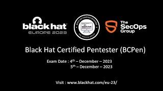 Black Hat Certified Pentester Europe | BCPen EU Certificate