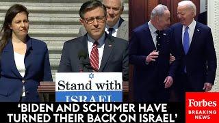 BREAKING: Speaker Johnson Hammers Biden, Schumer Of Blocked Shipment Of Military Aid To Israel