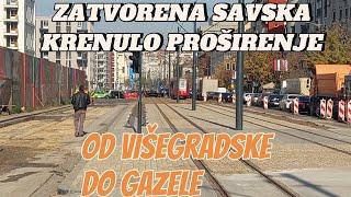 Zatvorena Savska ulica od Višegradske do Gazele skidanje asfalta proširenje ulice do zgrada Bw NOVOO