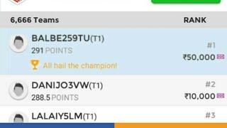 Dream11  Again won grand league With 1st rank 100% winning teams and tips and tricks