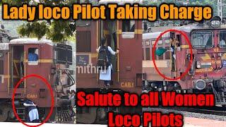 Lady locoPilot Checking and taking Charge of a Locomotive|Women Riding a Train| Indian Railways