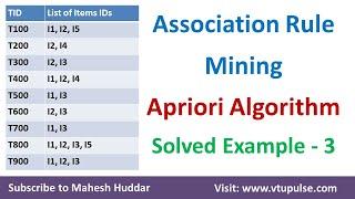 3. Apriori Algorithm | Association Rule Mining | Frequent Item Sets Solved Example by Mahesh Huddar