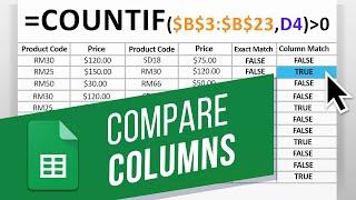 How to Compare Two Columns in Google Sheets Using the COUNTIF Function