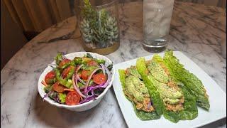 “Live Chickpea Lettuce Wraps & Fresh Salad Mukbang | Raw Vegan Day 7”