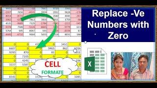 change negative number to zero without changing the value in excel| format cell